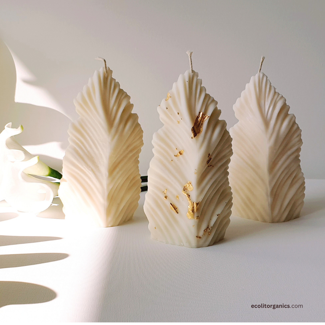Auric Leaf Soy Candle | Multiple Scents | Sculpted Gold Accent Candle