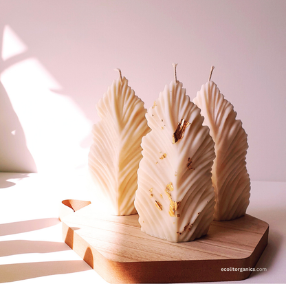 Auric Leaf Soy Candle | Multiple Scents | Sculpted Gold Accent Candle