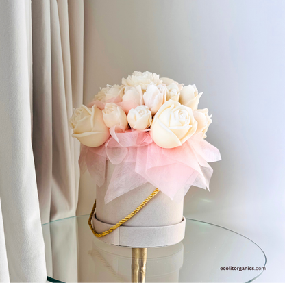 Blush Ivory Candle Bouquet | Amber & Musk Scent | Romantic Handmade Gift | Ecolit Organics