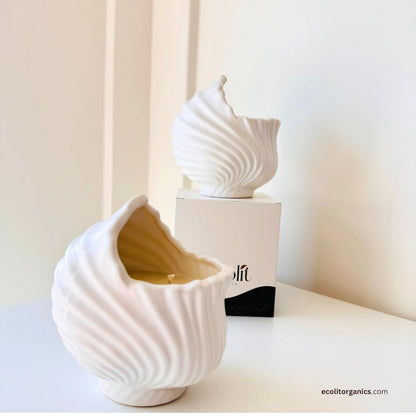 Ocean Whisper Shell Candle | Handmade Soy Wax Seashell Candle with Ocean Breeze Fragrance | Coastal Home Decor Gift