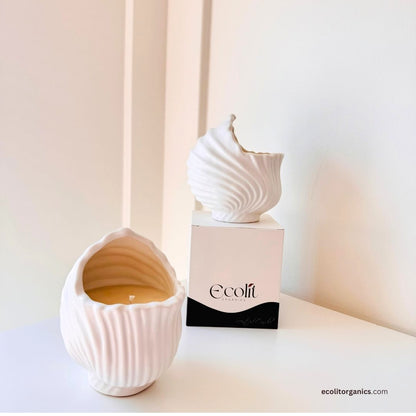 Ocean Whisper Shell Candle | Handmade Soy Wax Seashell Candle with Ocean Breeze Fragrance | Coastal Home Decor Gift