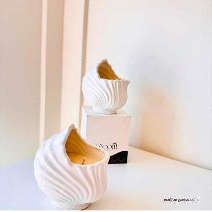 Ocean Whisper Shell Candle | Handmade Soy Wax Seashell Candle with Ocean Breeze Fragrance | Coastal Home Decor Gift