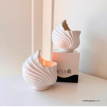 Ocean Whisper Shell Candle | Handmade Soy Wax Seashell Candle with Ocean Breeze Fragrance | Coastal Home Decor Gift