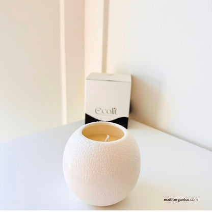 Arctic Glow Stone Candle | Handmade Soy Wax Textured Candle with Arctic Ivy Fragrance | Modern Minimalist Home Decor