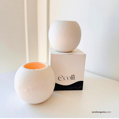 Arctic Glow Stone Candle | Handmade Soy Wax Textured Candle with Arctic Ivy Fragrance | Modern Minimalist Home Decor