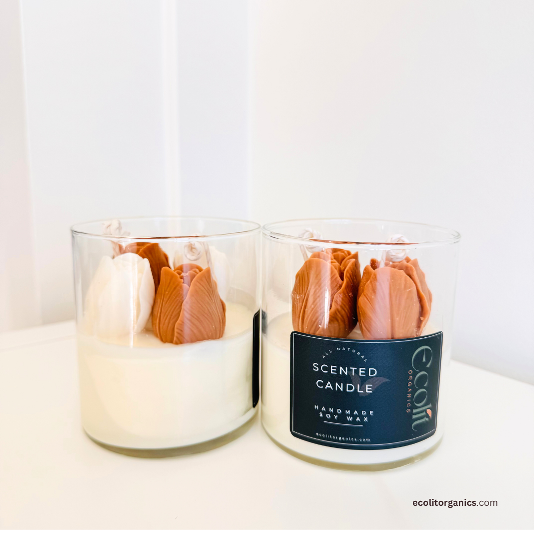 Roselle Soy Candle | Amber & Rose Scent | Handmade Gift | Ecolit Organics