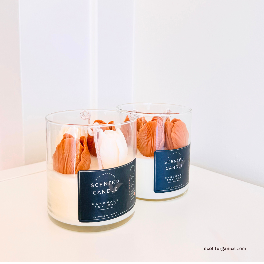 Roselle Soy Candle | Amber & Rose Scent | Handmade Gift | Ecolit Organics