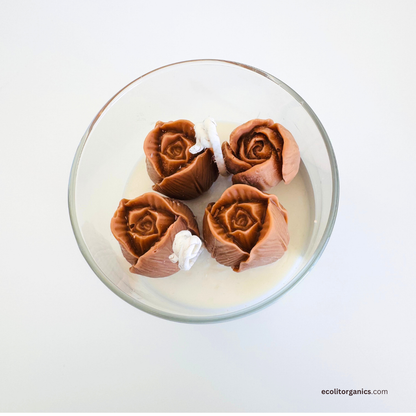 Roselle Soy Candle | Amber & Rose Scent | Handmade Gift | Ecolit Organics