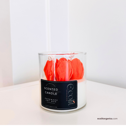 Roselle Soy Candle | Amber & Rose Scent | Handmade Gift | Ecolit Organics