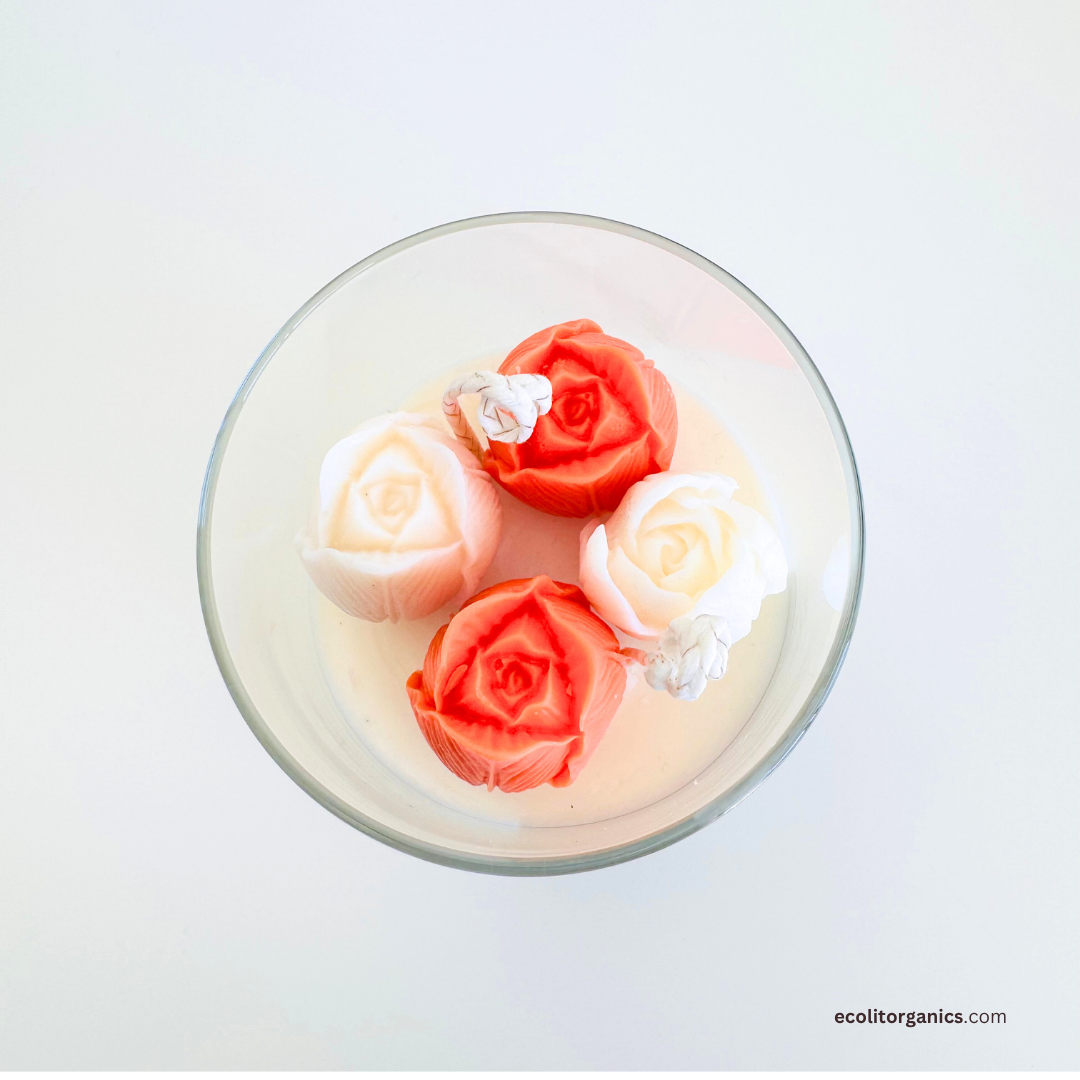 Roselle Soy Candle | Amber & Rose Scent | Handmade Gift | Ecolit Organics