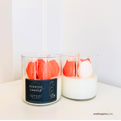 Roselle Soy Candle | Amber & Rose Scent | Handmade Gift | Ecolit Organics