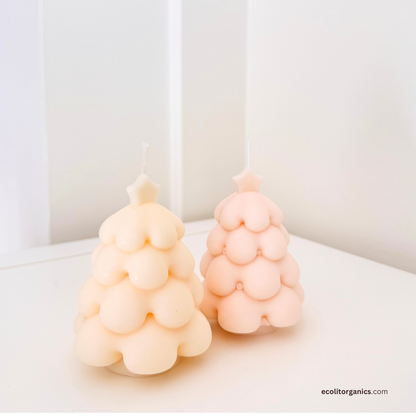 Frosted Tree Soy Candle | Vanilla & Orchid Scent | Holiday Decor | Ecolit Organics