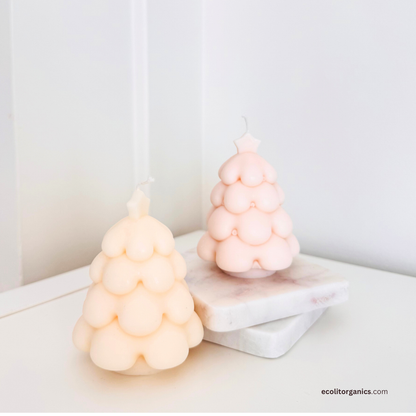 Frosted Tree Soy Candle | Vanilla & Orchid Scent | Holiday Decor | Ecolit Organics
