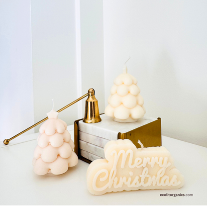 Frosted Tree Soy Candle | Vanilla & Orchid Scent | Holiday Decor | Ecolit Organics