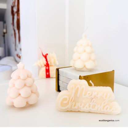 Frosted Tree Soy Candle | Vanilla & Orchid Scent | Holiday Decor | Ecolit Organics