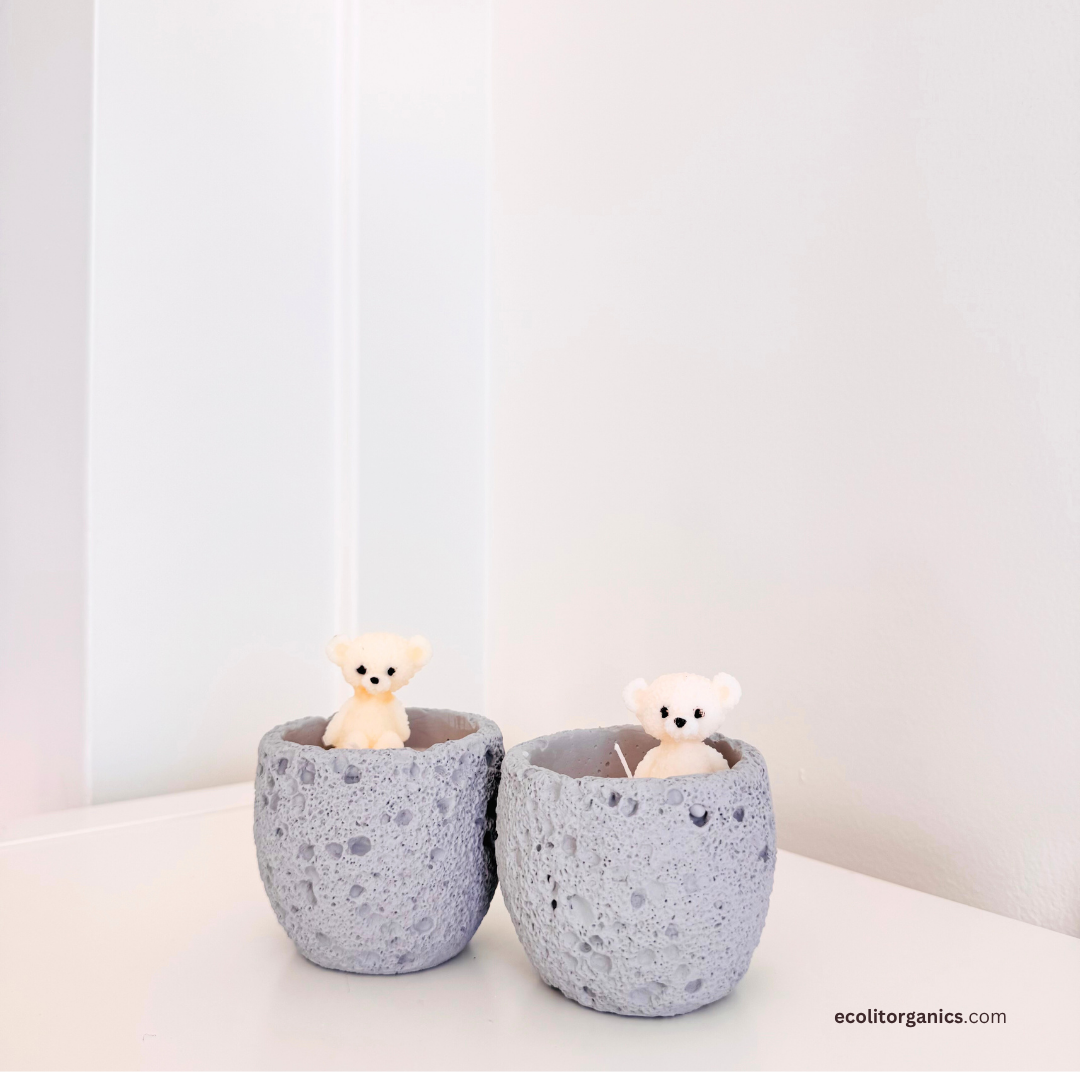 Mini Bear Candle Set | Vanilla & Orchid Scent | Handmade Gift | Ecolit Organics