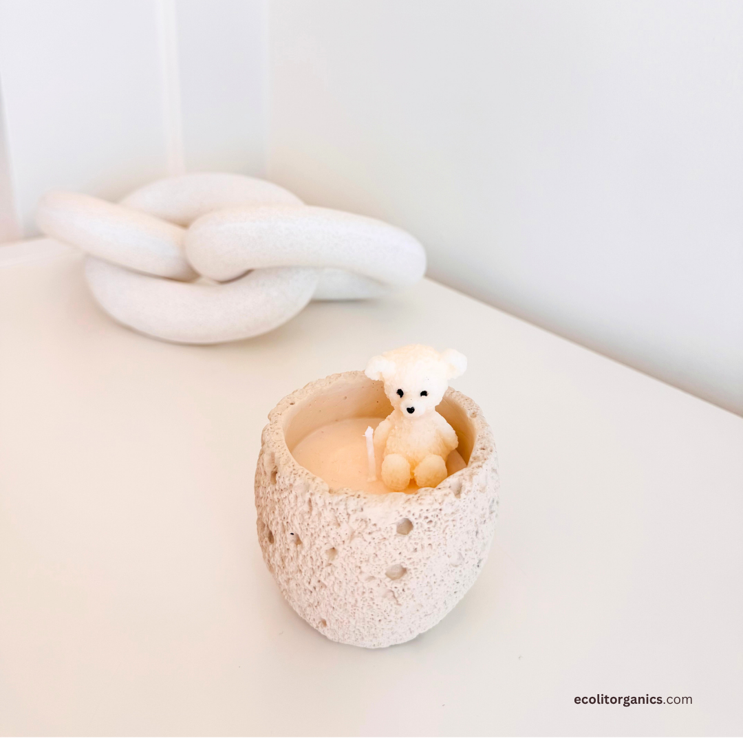 Mini Bear Candle Set | Vanilla & Orchid Scent | Handmade Gift | Ecolit Organics