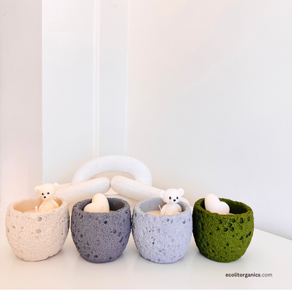 Mini Bear Candle Set | Vanilla & Orchid Scent | Handmade Gift | Ecolit Organics