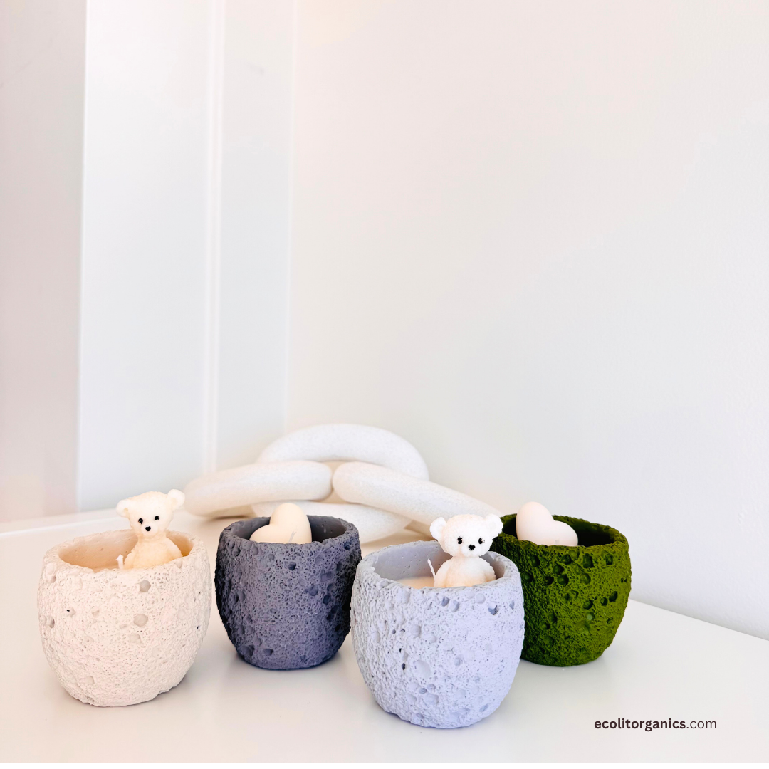 Mini Bear Candle Set | Vanilla & Orchid Scent | Handmade Gift | Ecolit Organics