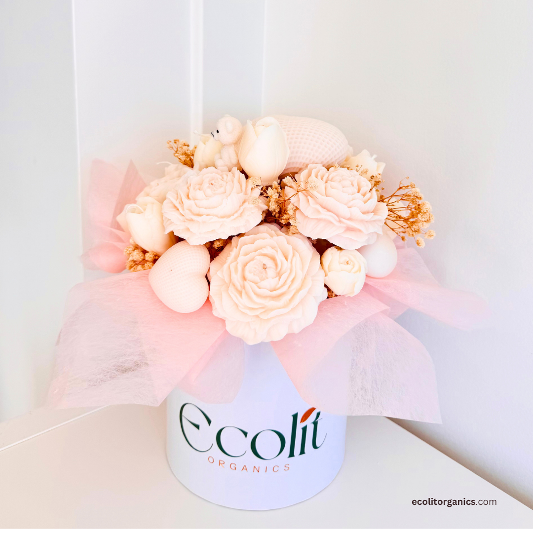 Blush Bouquet Soy Candle | Floral Vanilla Scent | Handmade Gift | Ecolit Organics