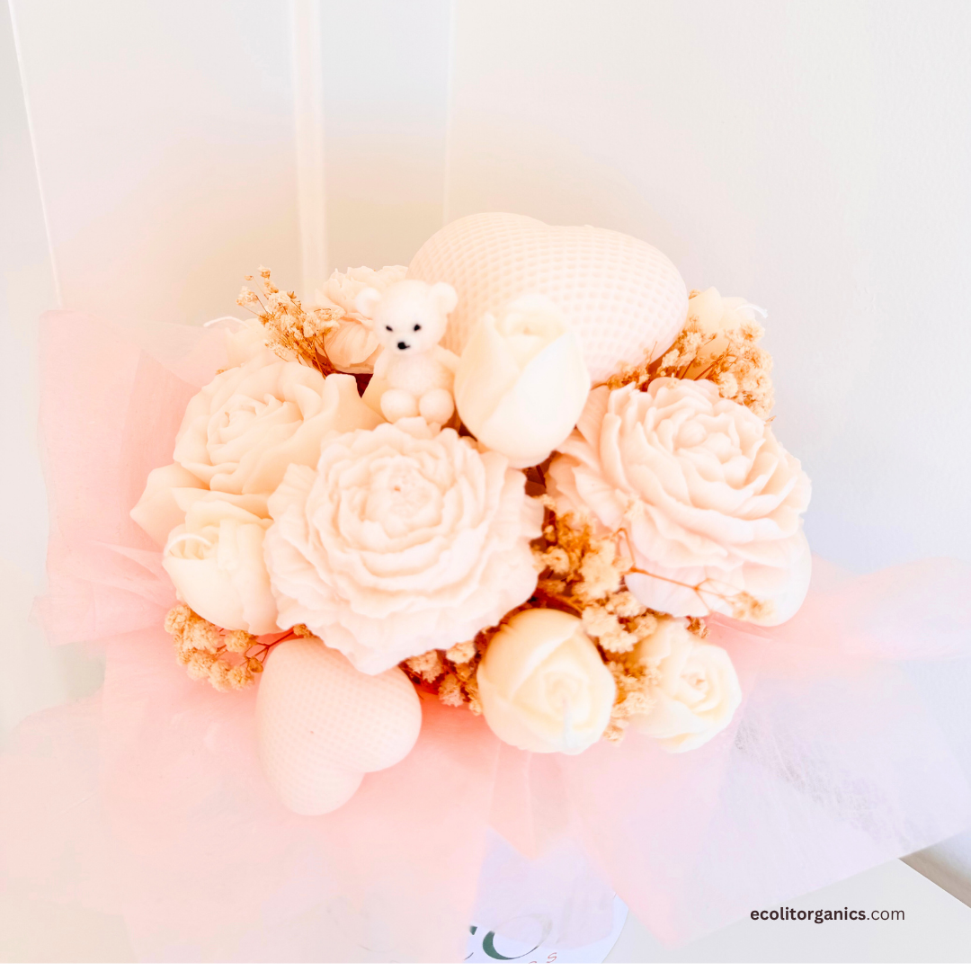 Blush Bouquet Soy Candle | Floral Vanilla Scent | Handmade Gift | Ecolit Organics