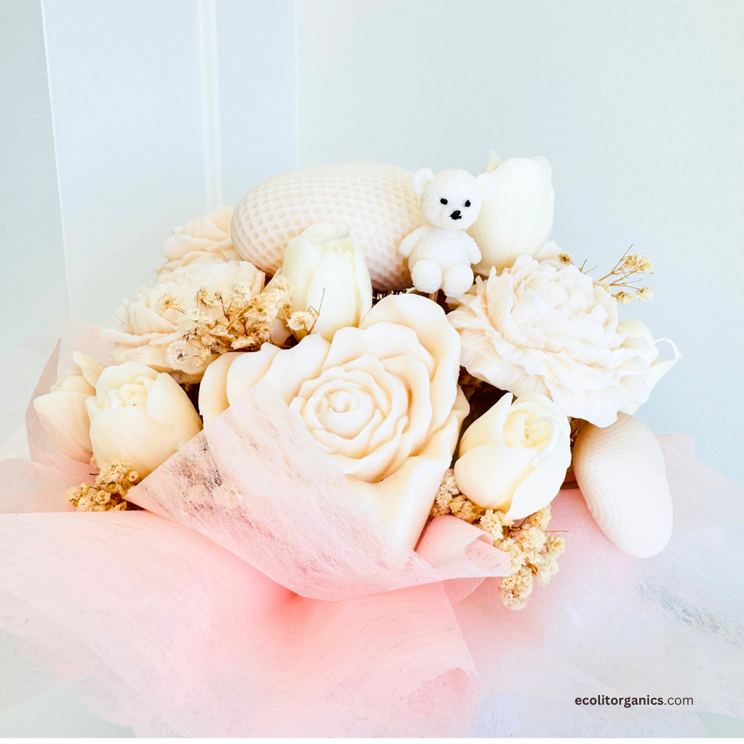 Blush Bouquet Soy Candle | Floral Vanilla Scent | Handmade Gift | Ecolit Organics