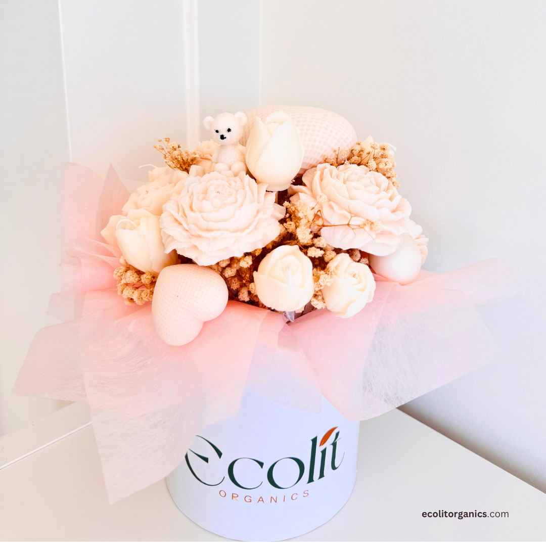 Blush Bouquet Soy Candle | Floral Vanilla Scent | Handmade Gift | Ecolit Organics
