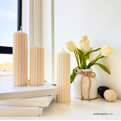Ribbed Pillar Soy Candle | Multiple Scents | Minimalist Home Decor