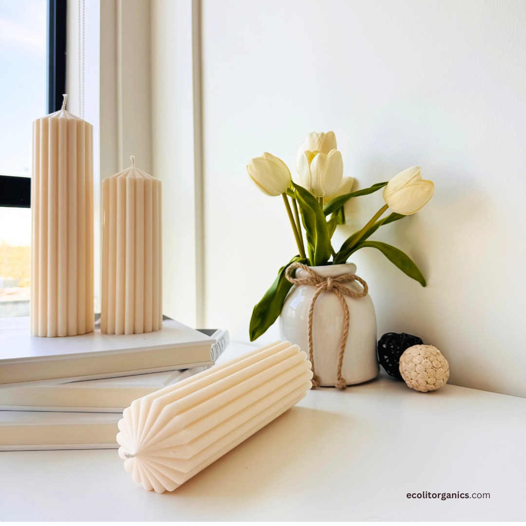 Ribbed Pillar Soy Candle | Multiple Scents | Minimalist Home Decor